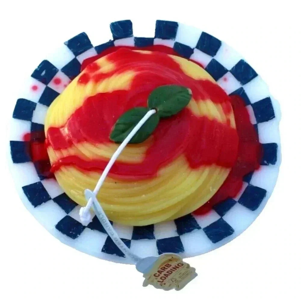 New Spaghetti W/ Sauce & Basil Candle / Fake Food Decorative Humore Candle